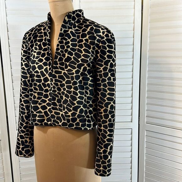 Elliott Lauren Luxurious  Short Jacket Size 4 Giraffe Animal Print - Picture 4 of 8